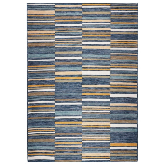 Plaza Lines Reversible Indoor/ Outdoor Area Rug - Blue, 5'3"x7'3"