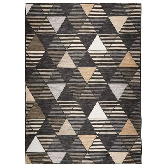 Plaza Triangles Reversible Indoor/ Outdoor Area Rug - Charcoal, 7'10"x9'10"