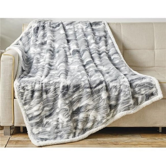 Plazatex Alaska Sherpa Decorative Super Soft Throw Blanket for Sleep/Decor 50" X 60" Grey