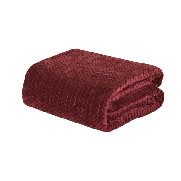 Plazatex Chevron Braided Stylish Soft Comfortable and Lightweight All Seasons Blanket King Burgundy