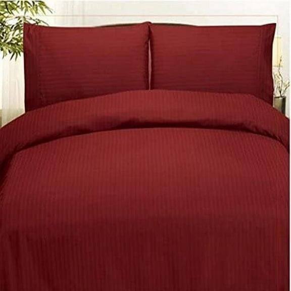 Plazatex Embossed Dobby Stripe 90GSM Microfiber Sheet Set - Queen 60x80", Taupe