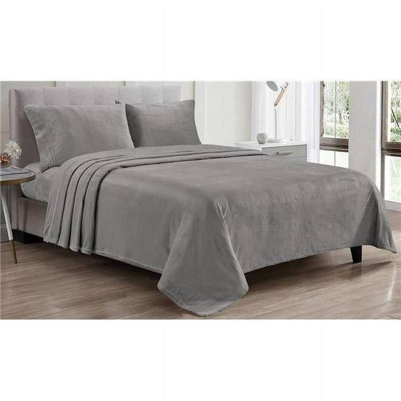 Plazatex Kansas Wrinkle Resistant Ultra Soft Solid Premium All Season Bed Sheet Set Queen Dark Grey