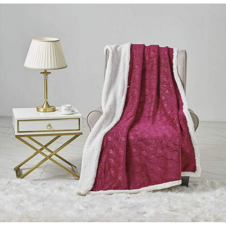 Plazatex Louvre Sherpa Throw Blanket Fleece Snuggle Throw for