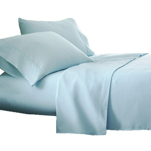 Plazatex Luxurious Ultra Soft 100% Cotton Moisture Wicking Solid Color 4 Pieces Sheet Set Full Blue