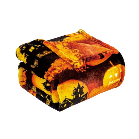 Plazatex MicroPlush Halloween Printed Holiday Throw Blanket - 50x60", Multi
