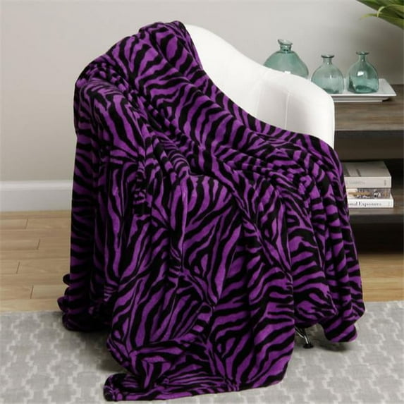 Plazatex Queen Size Zebra Microplush Blanket - Purple