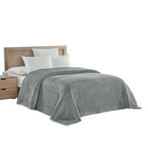 Plazatex Striata Lined Oversized All Season 100% Polyester Blanket Queen 90" x 90" Grey