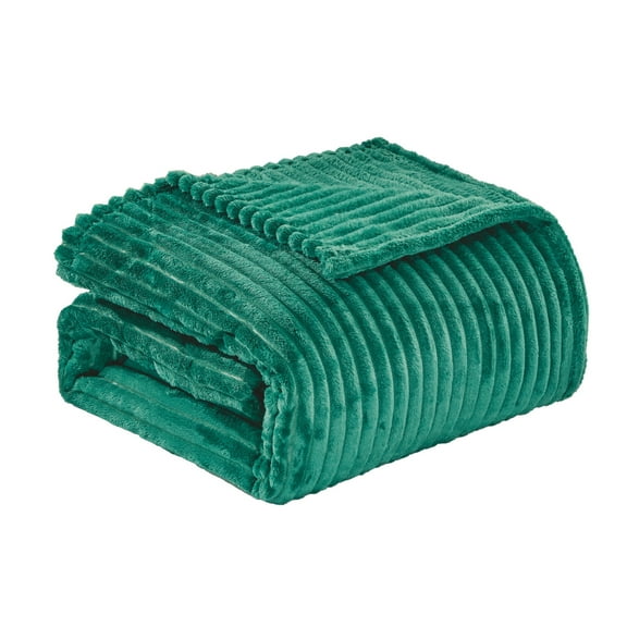 Plazatex Striata Lined Oversized All Season 100% Polyester Blanket Queen 90" x 90" Teal