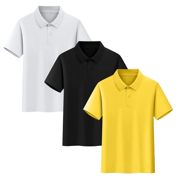 Plcasen 3 Pack Boys Girls Polo Shirts Solid School Uniform Cotton Short Sleeve Golf Polo Shirt