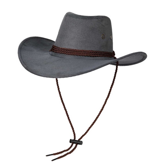 Plcasen Adult Western Suede Hat Cowboy Outdoorsman Hat Travelling Summer Cap