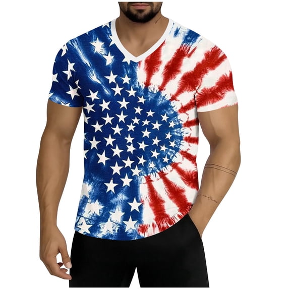 Plcasen American Flag Shirts for Men 4th of July Patriotic T Shirt USA Memorial Day Tee Tops