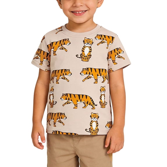 Plcasen Boys T-Shirts Kids Short Sleeve Crewneck Basic Tees Casual Tops 3-10 Years