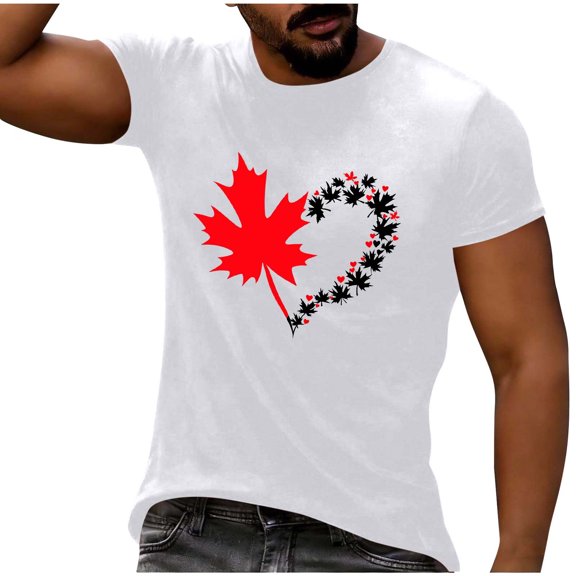 Plcasen Canadian Flag T-Shirt Canada Pride Maple Leaf Vintage Graphic Tee Top