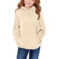 thumbnail image 1 of Plcasen Girls Fuzzy Fleece Pullover Hoodies Sweatshirt Casual Loose Outwear Coat with Pockets 4-15 Years, 1 of 7