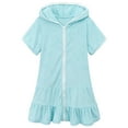 thumbnail image 1 of Plcasen Girls Swim Cover Up Kids Swimsuit Coverup Terry Zip-Up Beach Bathing Suit Wraps, 1 of 5
