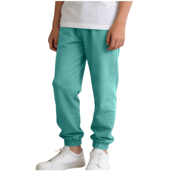 Plcasen Kids' Solid Color Drawstring Cotton Sweatpants Jogger Pants for Boys & Girls