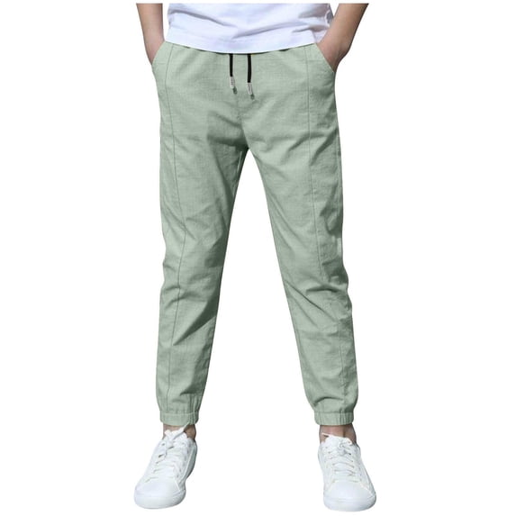 Plcasen Men's Joggers Casual Lightweight Elastic Waist Drawstring Hiking Chino Pants Men