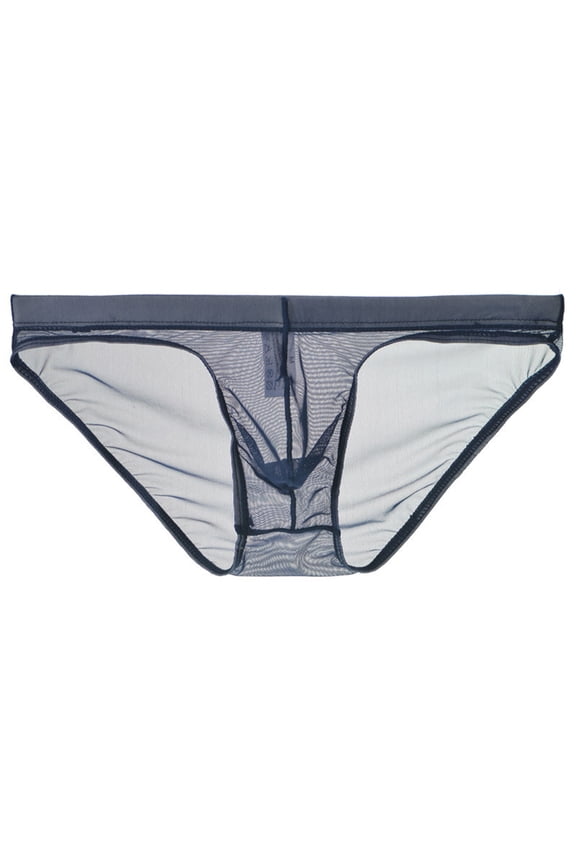 Men's Sexy Low Rise Briefs See-through Ice Silk Bikini Soft Sheer Bulge Pouch Underwear