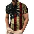 thumbnail image 1 of Plcasen Mens American Flag Print Golf Polo Shirt Patriotic Raglan Sleeve Tees, 1 of 4
