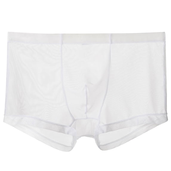 Plcasen Mens Mesh Sexy Sheer See Through Boxer Briefs Bulge Enhancing Pouch Trunks Underwear
