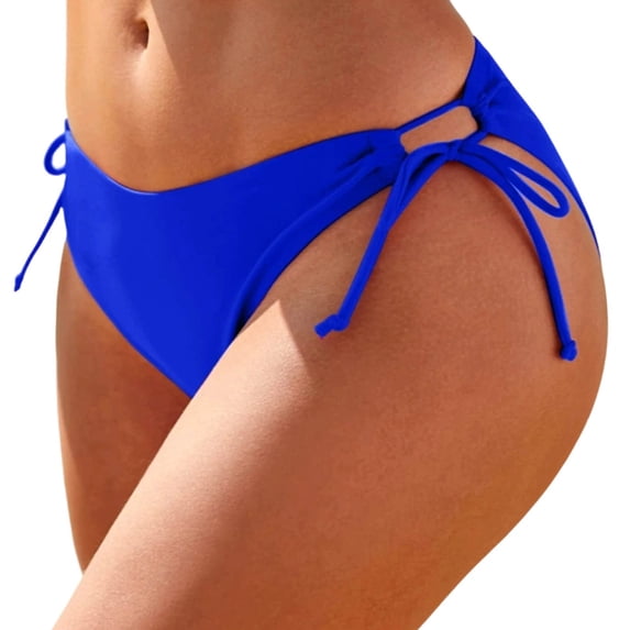 Plcasen String Tie Side Bikini Bottoms Women Full Coverage Mid Rise Bathing Suit Bottom Swimsuit Bottom