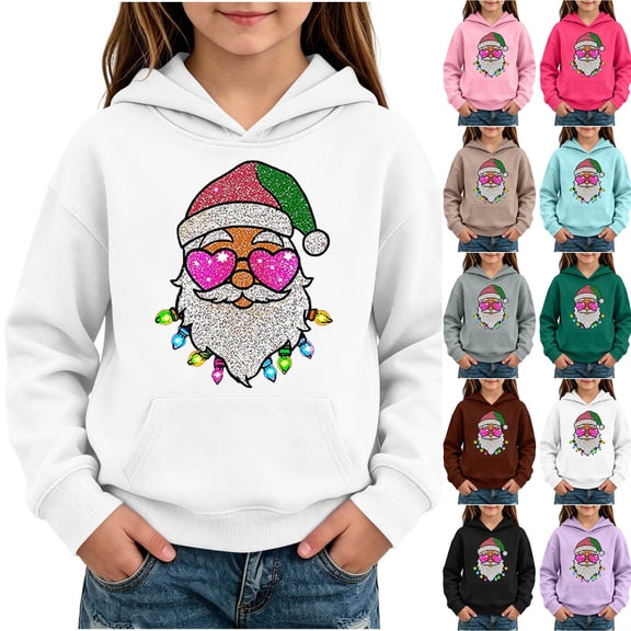 Plcasen Unisex Kids Christmas Graphic Hoodie Long Sleeve Pullover Sweatshirt for Boys Girls
