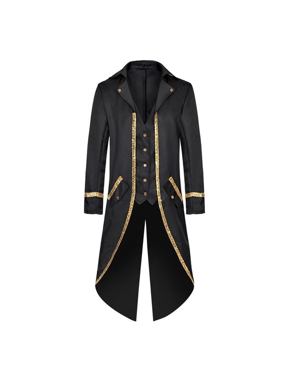 Vintage Steampunk Tailcoat Jacket for Men Gothic Victorian Frock Coat VTG Formal Medieval Tuxedo Costume