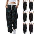 thumbnail image 1 of Plcasen Women Halloween Spider‑Web Print Drawstring Jogger Pants, Loose Casual Pants With Pockets, 1 of 5