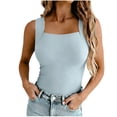 thumbnail image 1 of Plcasen Women's Double Layer Tank Tops Square Neck Sleeveless Basic Tight T Shirts, 1 of 6