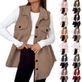 thumbnail image 1 of Plcasen Women's Fall Fuzzy Fleece Vest Sleeveless Button Down Thigh Length Teddy Coat Outerwear, 1 of 7