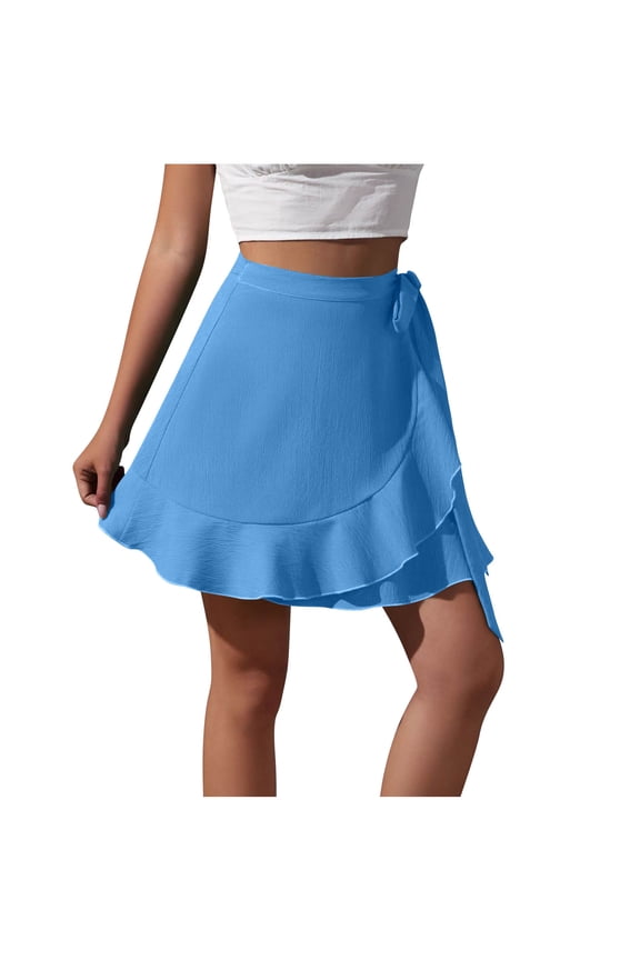 Women's Mini Skirt Mesh Flowy Hem Y2K Skirts Multi-Layer Ruffle Trim Lingerie Skirt
