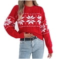 thumbnail image 1 of Plcasen Women's Pullover Sweaters Long Sleeve Print Knitted Crew Neck Sweater Tops, 1 of 7