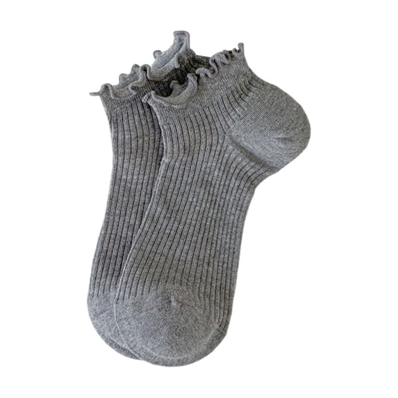 Plcasen Womens Ankle Ruffle Socks Casual Cotton Frilly Breathable Cute Knit Lettuce Trim No Show Socks