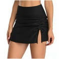 thumbnail image 1 of Plcasen Womens High Waisted Split Swim Skirt Sporty Drawstring Skirted Swim Bottom with Built-in Panty, 1 of 3