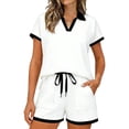 thumbnail image 1 of Plcasen Womens Lounge Sets Two Piece Sets Summer Polo Shirts and Drawstring Shorts Matching Clothing Vacation Outfits, 1 of 5
