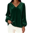 thumbnail image 1 of Plcasen Womens Velvet Tops V Neck Long Sleeve Fall Winter Trendy Dressy Casual Loose Tunic Shirts, 1 of 7