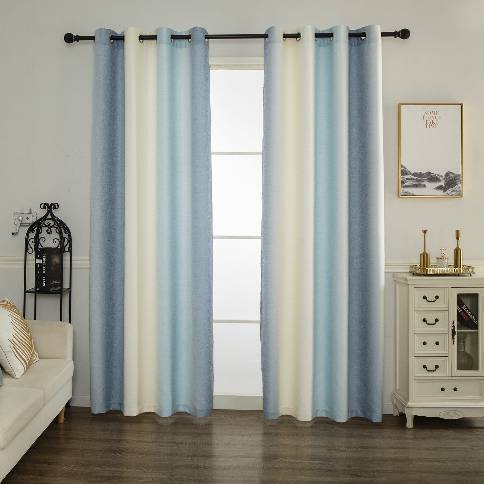 Pleasant Boulevard Classic Collection Faux Linen Blackout Grommet Curtains, 52" x 95", 2 Panels