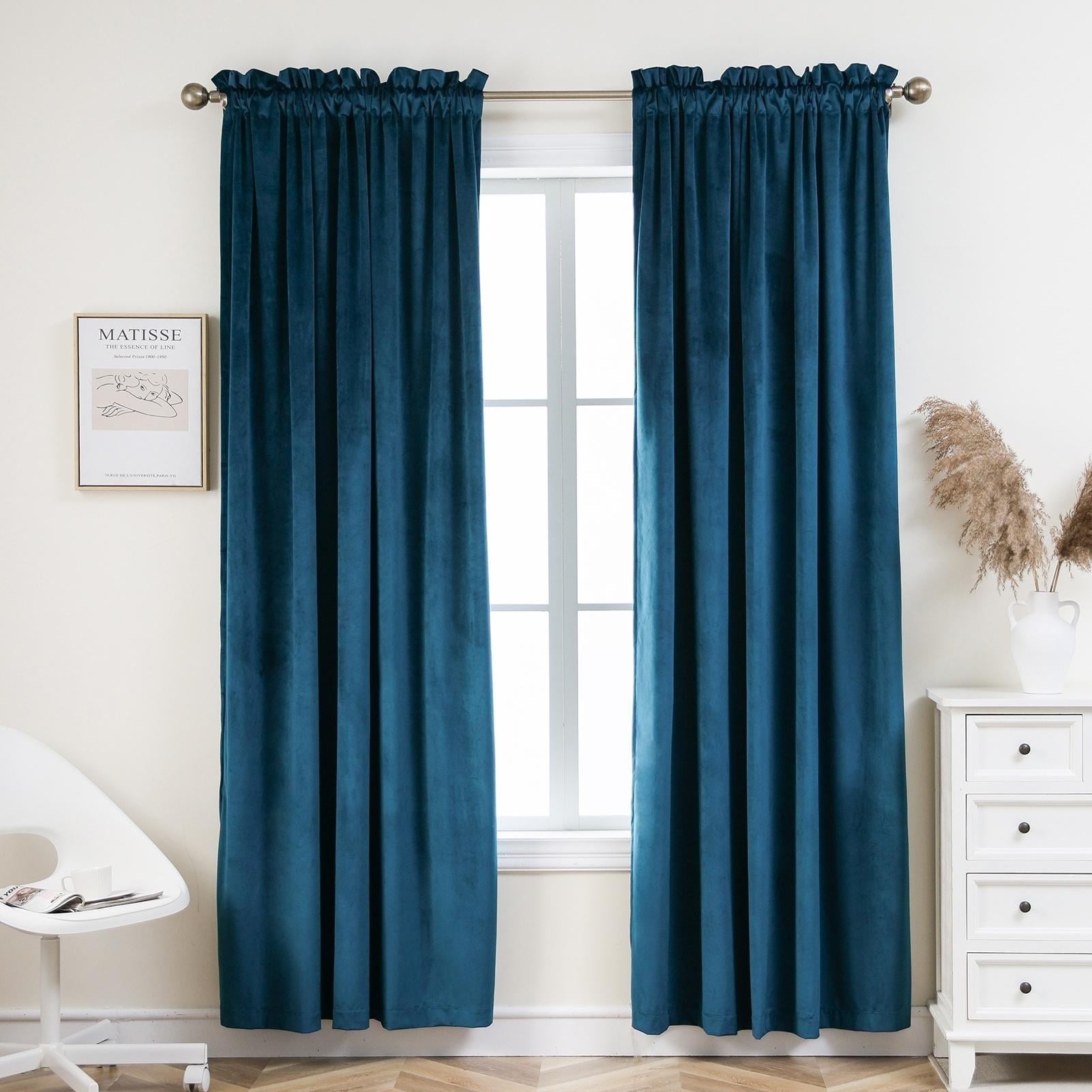 Pleasant Boulevard Velvet Blackout Curtains, 2 Panels, 52" x 95", Teal