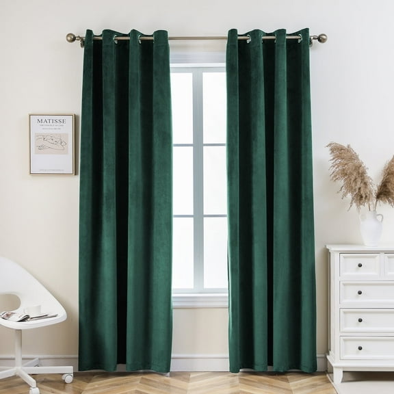 Pleasant Boulevard Velvet Blackout Grommet Thick Curtains, 52" x 84", 2 Panels