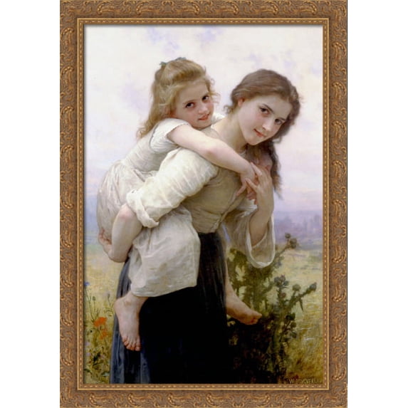 Pleasant Burden 28x40 Large Gold Ornate Wood Framed Canvas Art by William-Adolphe Bouguereau