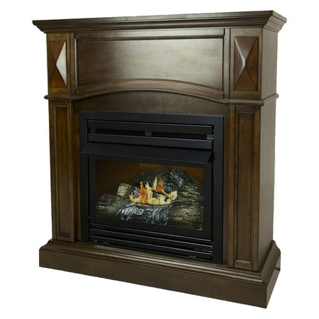 Pleasant Hearth 36 in. Natural Gas Compact Freestanding Cherry Vent Free Fireplace 20,000 BTU