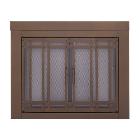 Pleasant Hearth Aerin Collection Fireplace Glass Door, Burnished Bronze, Small