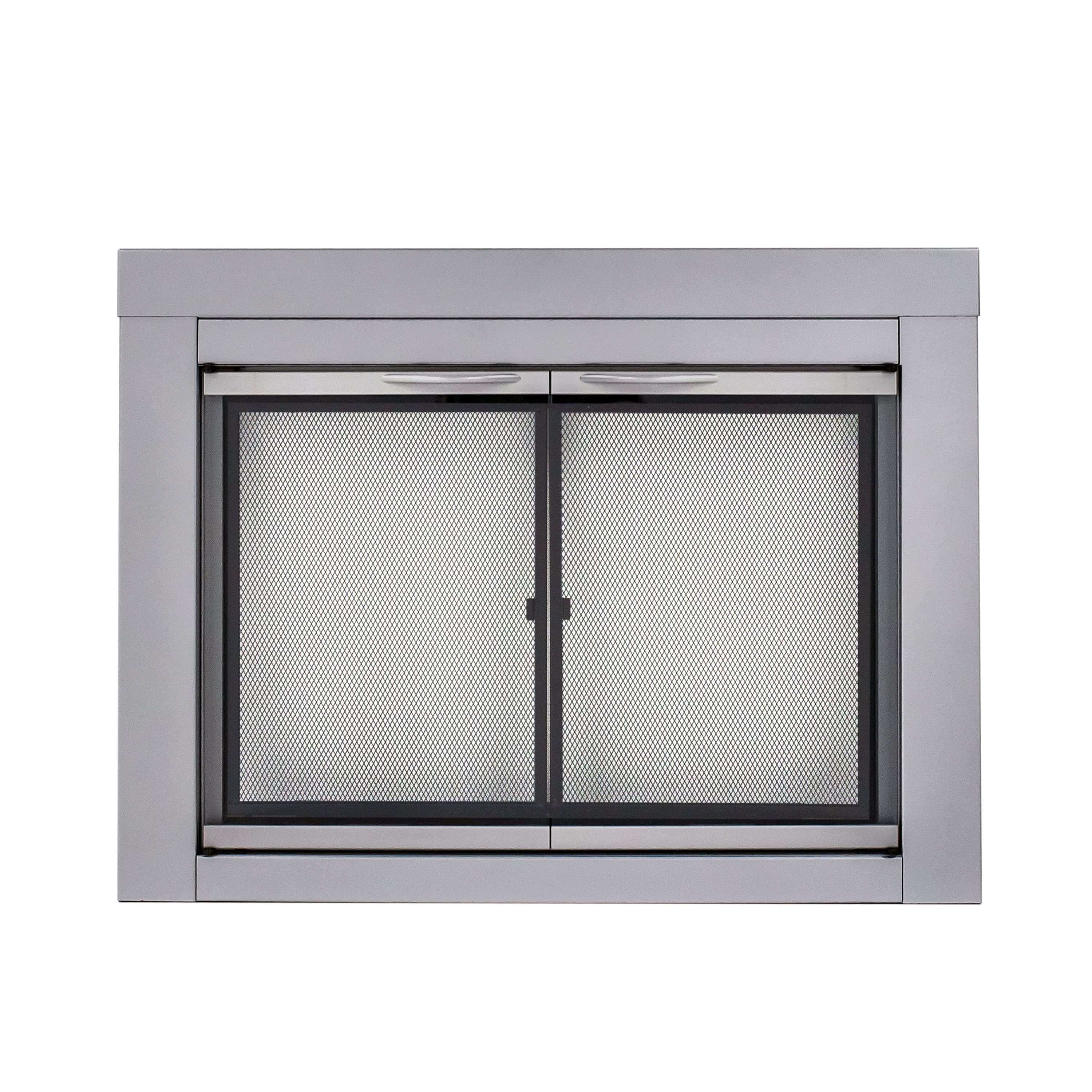 Skyline Nickel Fireplace Glass Door with Mesh Screen