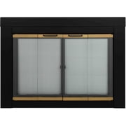 Pleasant Hearth Arrington Black with Gold Trim Fireplace Glass Firescreen Doors - Large