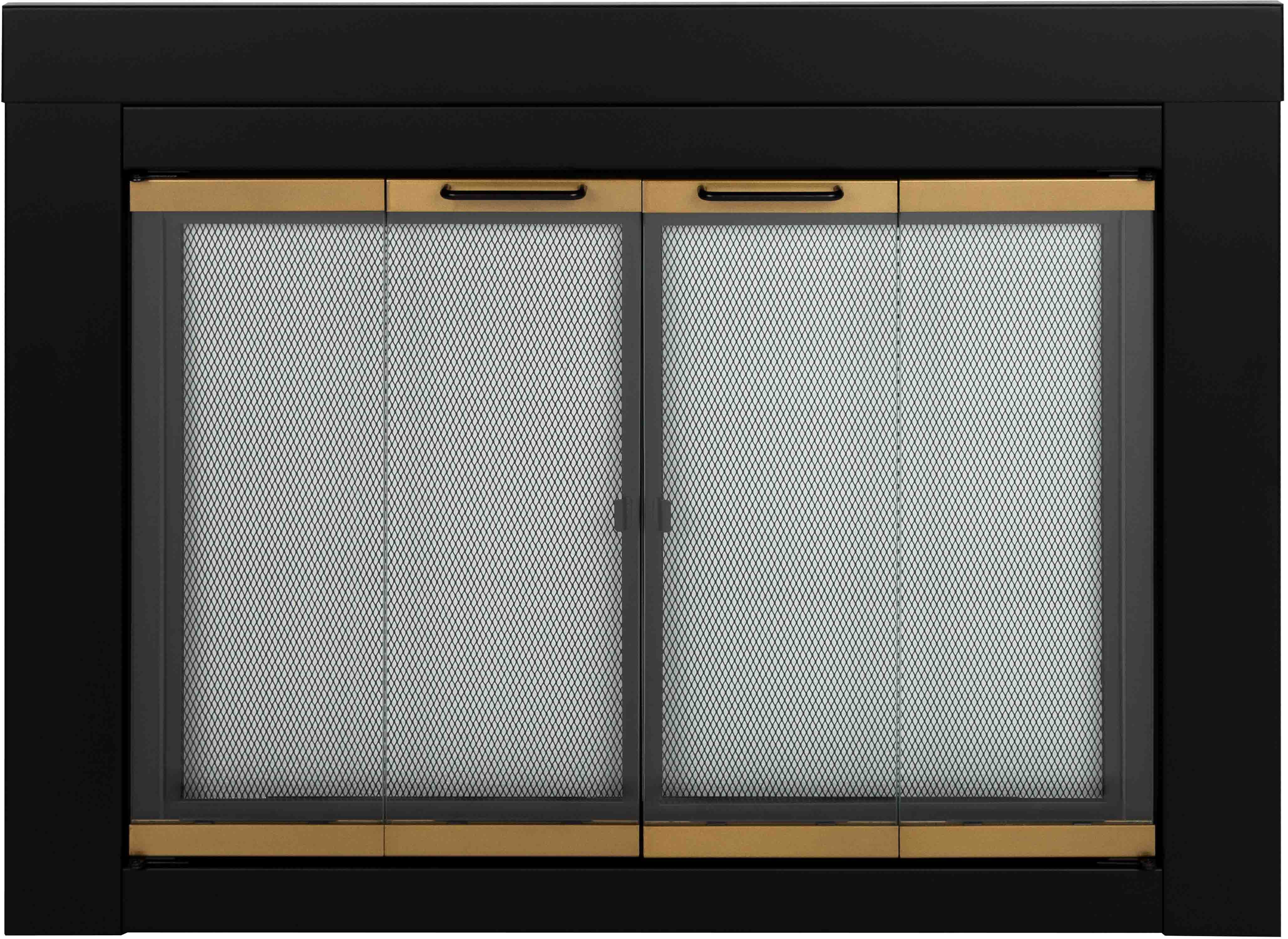 Pleasant Hearth Arrington Black with Gold Trim Fireplace Glass