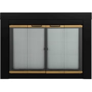 Pleasant Hearth Arrington Black with Gold Trim Fireplace Glass Firescreen Doors- Small