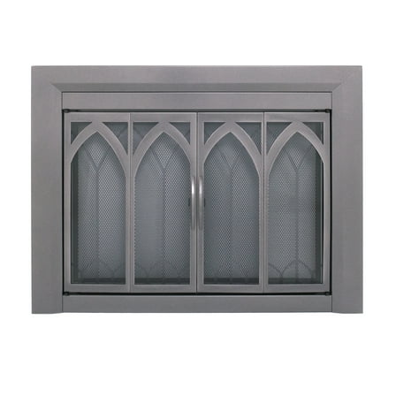 Pleasant Hearth Collin Collection Fireplace Glass Door, Gunmetal - Medium