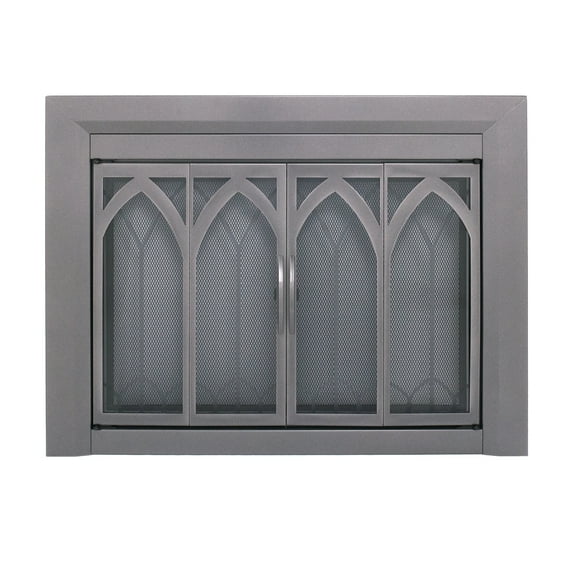 Pleasant Hearth Collin Collection Fireplace Glass Door, Gunmetal - Medium