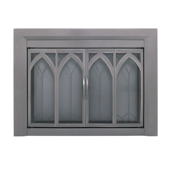 Pleasant Hearth Collin Collection Fireplace Glass Door, Gunmetal - Small