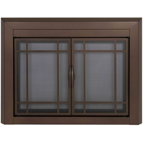Pleasant Hearth Easton Collection Fireplace Glass Door, Burnished Bronze - Small